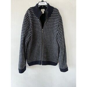 Vintage LL Bean Fleece Deep Pile Birds Eye Mens Large Blue Jacket USA Rare Zip